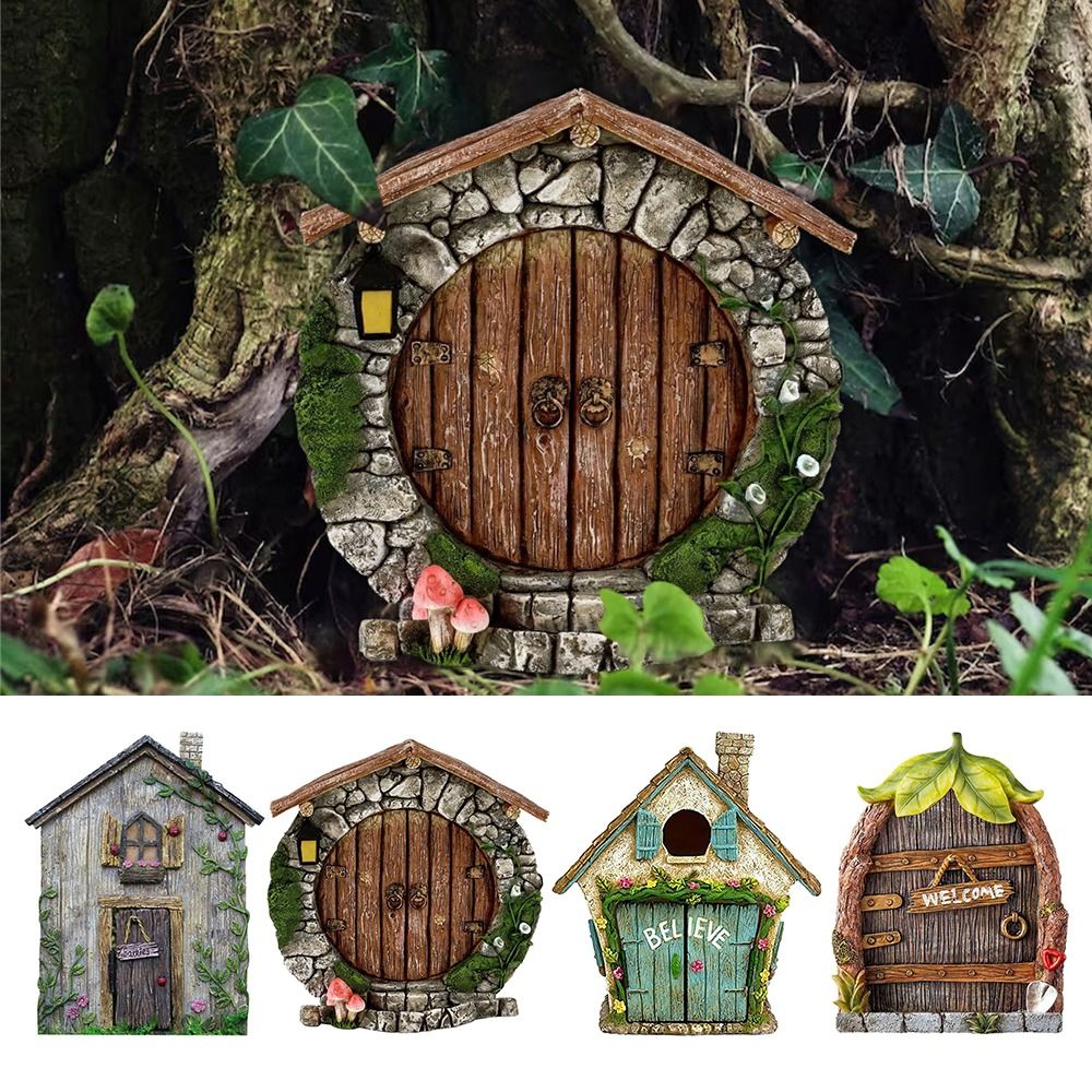Kids Outdoor Fairy Garden - Деревянная миниатюрная Статуэтка с гравировкой, дверь,