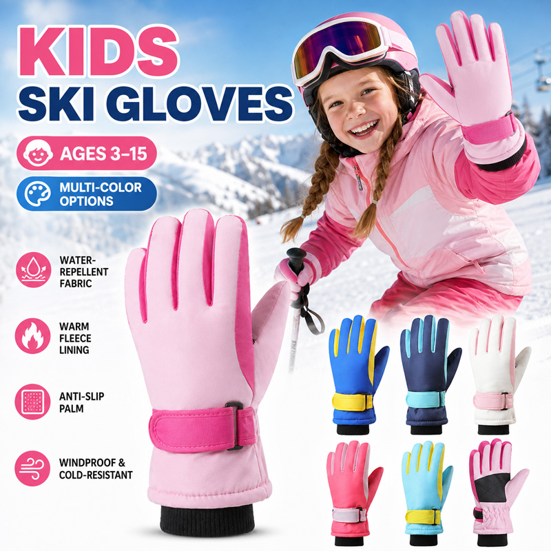 Kids Outdoor Gloves - Детские зимние лыжные перчатки, водонепроницаемые, ветрозащитные,