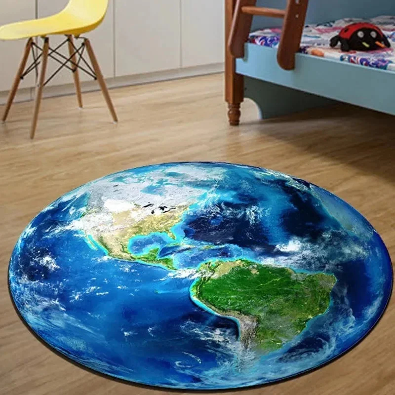 Kids Outdoor Mat Waterproof - Круглый коврик VIKAMA 3D Realistic Earth