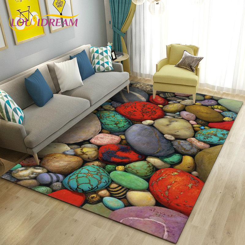 Kids Outdoor Mat Waterproof - 3D красочный ковер из камня, ковер