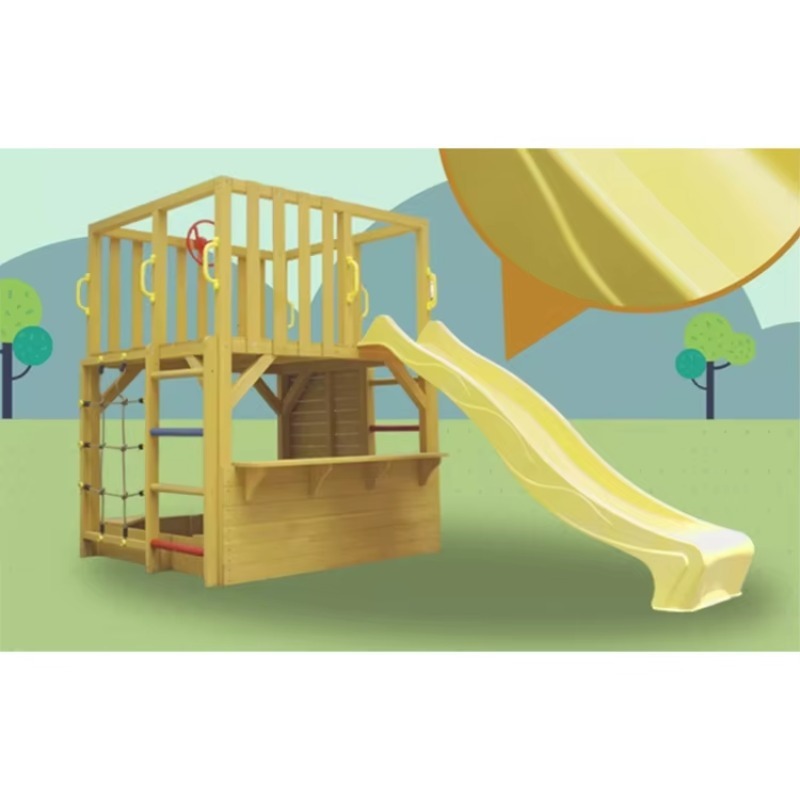 Kids Outdoor Climbing Wall - Детский деревянный уличный домик-беседка с горкой