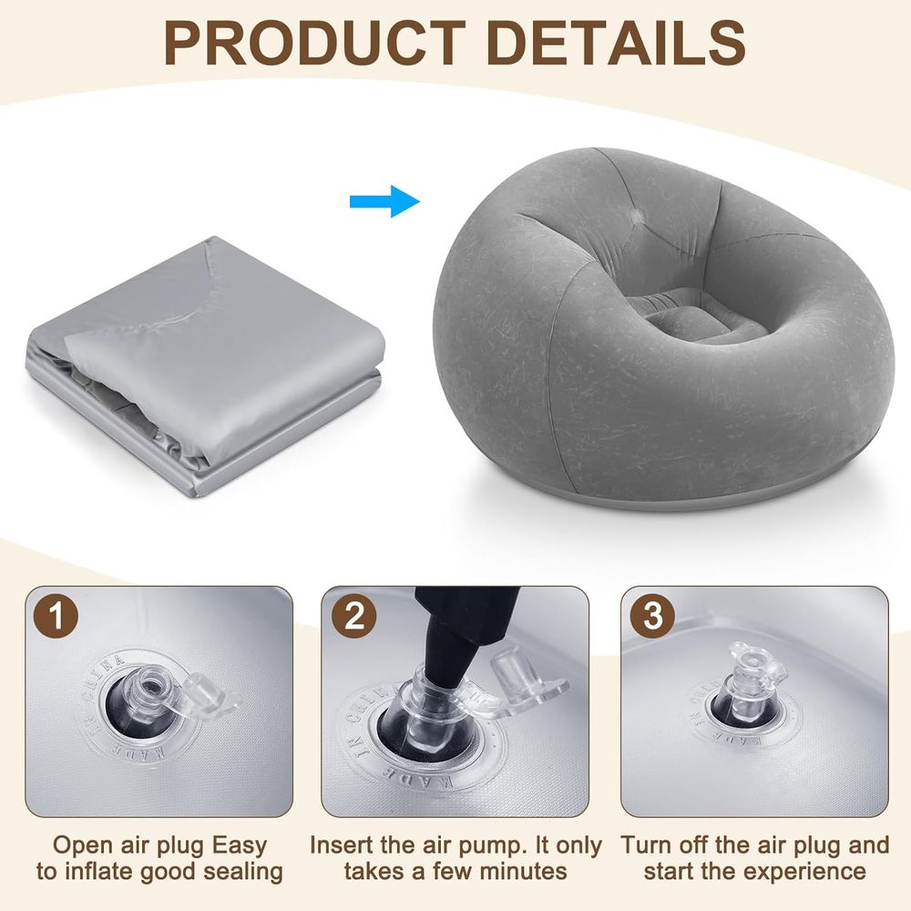 Надувные кресла-мешки, серый п – обзор и цена Kids Outdoor Bean Bag