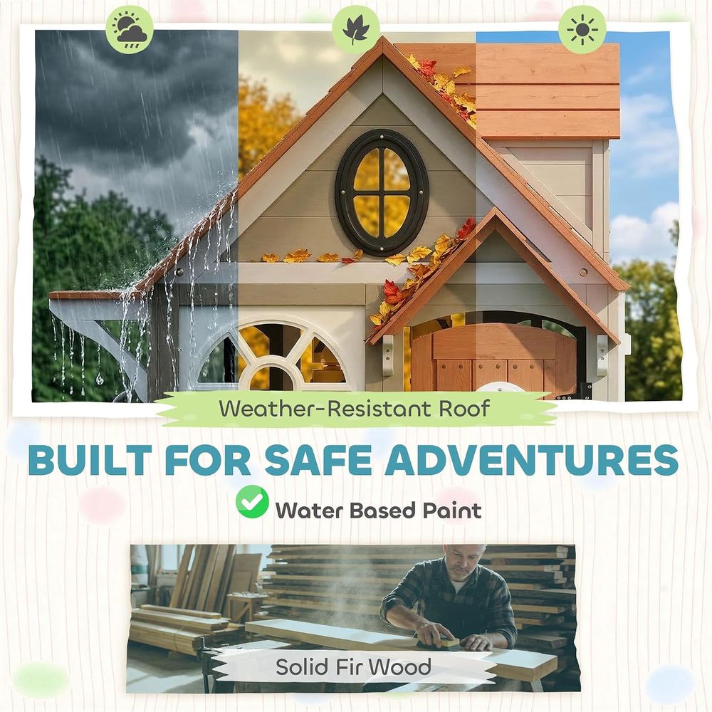 Деревянный детский игровой дом – обзор и цена Qaba Kids Outdoor Playhouse