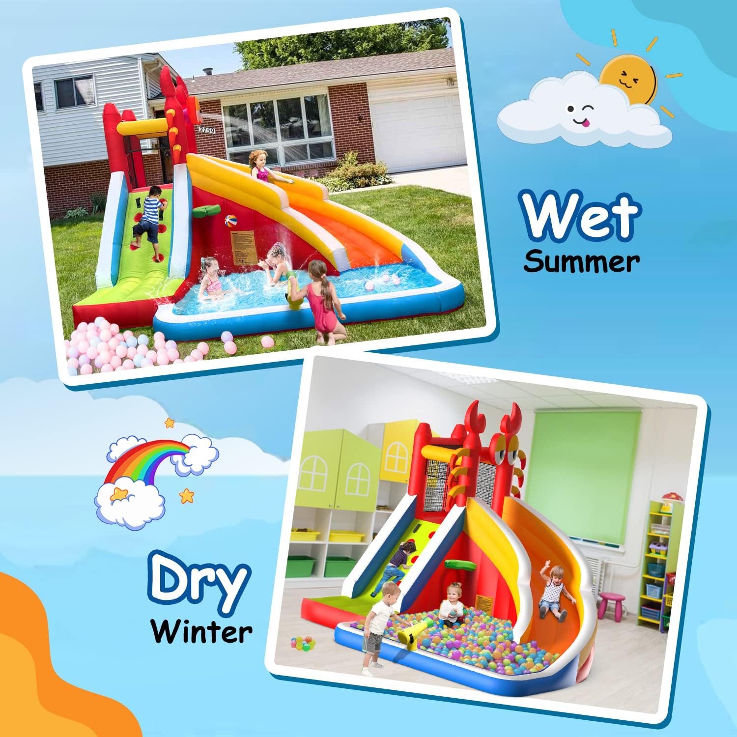 Большой надувной батут с водно – обзор и цена Kids Outdoor Climbing Wall